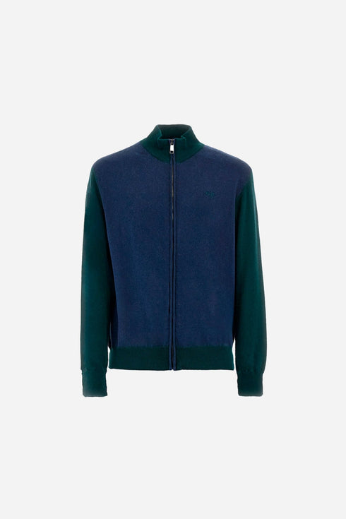 La Martina Cardigan Cardigan Uomo a zip bicolore Blu verde A23-LA MARTINAWMS027YW091-B7412-M - Francavilla Moda